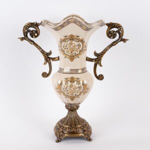 ΒΑΖΟ ΠΟΡΣΕΛΑΝΙΝΟ ΛΕΥΚΟ - ΧΡΥΣΟ 36x16x43cm