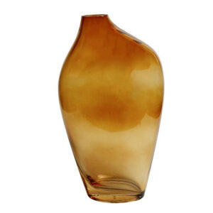 Βάζο γυάλινο σε μελί χρώμα  8Χ14Η24