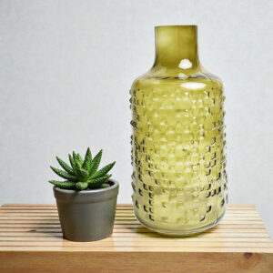 Γυάλινο Ανάγλυφο Βάζο Πράσινο Φ15