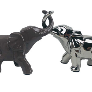 Διακοσμητικά Κεραμικά Ελεφαντάκια Αντικριστά Ασημί Σετ | 10.5x25.5 & 7x21cm | K9420C - Box In Θεσσαλονίκη - 25ης Μαρτίου 111