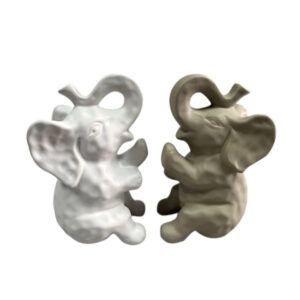 Διακοσμητικά Κεραμικά Ελεφαντάκια Αντικριστά Μπεζ & Λευκό 11.5x18cm | Minimal Decor | L0293B - Box In Θεσσαλονίκη - 25ης Μαρτίου 111