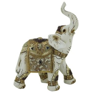Διακοσμητικό Ελεφαντάκι Πολυεστερικό Εκρού/Χρυσό 11x5x13