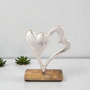 Διακοσμητικό Καρδιές σε Ξύλινη Βάση Ξύλο-Μέταλλο Ασημί - Φυσικό 18x22cm | 752-28557 – Modern Rustic Sculpture - Box In Θεσσαλονίκη - 25ης Μαρτίου 111