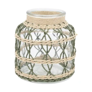Διακοσμητικό Φαναράκι με Πλέξη "Nature Twist" Φυσικό - Πράσινο 12x12x12cm | 819-01777 - Box In Θεσσαλονίκη - 25ης Μαρτίου 111