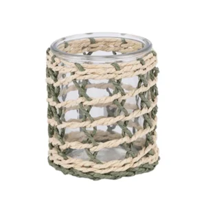 Διακοσμητικό Φαναράκι με Πλέξη "Nature Twist" Φυσικό - Πράσινο 8x8x8cm | 819-01779 - Box In Θεσσαλονίκη - 25ης Μαρτίου 111