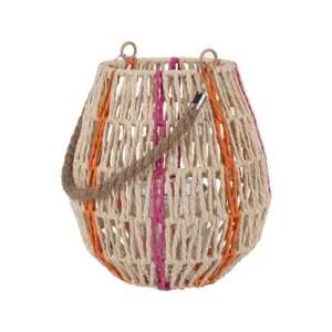 Διακοσμητικό Φαναράκι με Πλέξη "Sunset Twist" Φυσικό - Πορτοκαλί - Φούξια 20x20x21cm | 819-01774 - Box In Θεσσαλονίκη - 25ης Μαρτίου 111