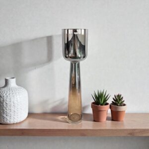 Διακοσμητικό γυάλινο κηροπήγιο ασημί/μελί 12x12x40cm | 3/CSC575G-40 - Box In Θεσσαλονίκη - 25ης Μαρτίου 111