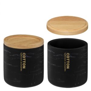 Δοχείο για βαμβάκι με bamboo καπάκι μαύρο χρ. 9