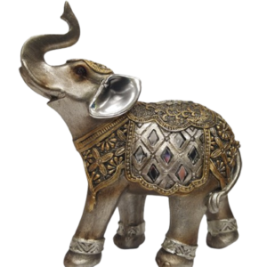 Ελέφαντας απο Polyresin Aσημένιος με χρυσά/μαύρα σχέδια 12X13εκ. 17090F - Box In Θεσσαλονίκη - 25ης Μαρτίου 111