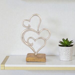 Καρδιές σε Ξύλινη Βάση Ξύλο-Μέταλλο Ασημί - Φυσικό 15x5x25cm | 752-28559 – Romantic Modern Decor - Box In Θεσσαλονίκη - 25ης Μαρτίου 111
