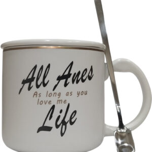 Κεραμική Koύπα με καπάκι και κουταλάκι σε λευκό χρώμα 350ml 9