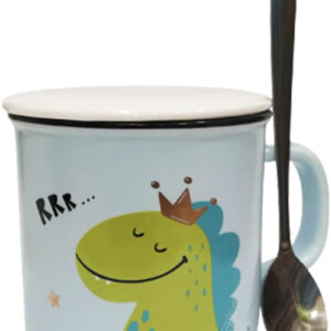 Κεραμική κούπα "Dino" με καπάκι και κουταλάκι σε  γαλάζιο χρώμα 300ml Etoile DF-733A - Box In Θεσσαλονίκη - 25ης Μαρτίου 111