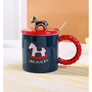 Κεραμική κούπα " Dream Life Horse " με μοναδικό καπάκι και inox πρωτότυπο κουταλάκι 385ml Etoile  LM-647C - Box In Θεσσαλονίκη - 25ης Μαρτίου 111