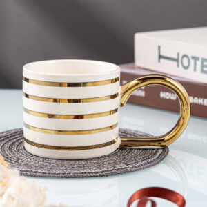 Κεραμική κούπα "Golden Lines " με χρυσό μεγάλο χερούλι 380ml  Etoile LM-604A - Box In Θεσσαλονίκη - 25ης Μαρτίου 111