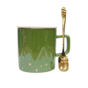 Κεραμική κούπα "Green Stars " ιριδίζον lime χρώμα