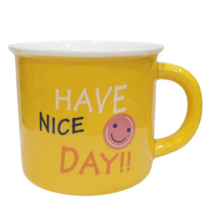 Κεραμική κούπα "Have a Nice Day" σε κίτρινο χρώμα 400ml 12