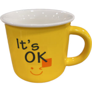 Κεραμική κούπα "It's OK" σε κίτρινο χρώμα 400ml 12