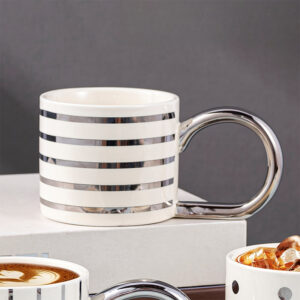 Κεραμική κούπα "SIlver Lines " με ασημί μεγάλο χερούλι 380ml  Etoile LM-605C - Box In Θεσσαλονίκη - 25ης Μαρτίου 111