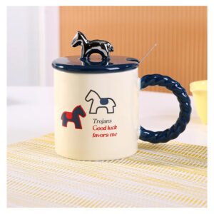 Κεραμική κούπα " Trojans Luck " με μοναδικό καπάκι και inox πρωτότυπο κουταλάκι 385ml Etoile  LM-647D - Box In Θεσσαλονίκη - 25ης Μαρτίου 111