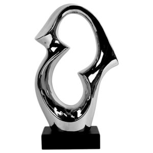 Κεραμικό Ασημί Διακοσμητικό Αφηρημένου Σχεδίου με Βάση 35