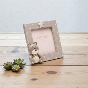 Κορνίζα Παιδική Αρκουδάκι Πολυρεζίν Πουά Εκρού - Λευκό 13.5x12.7cm | 815-00043 – Βρεφική Κορνίζα για Φωτογραφίες 10x10 - Box In Θεσσαλονίκη - 25ης Μαρτίου 111