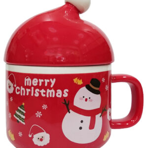 Κόκκινη Χριστουγεννιάτικη κεραμική κούπα "Snowman" 300ml με καπάκι DF-912B - Box In Θεσσαλονίκη - 25ης Μαρτίου 111