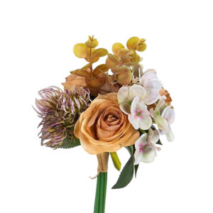 Μπουκέτο με τριαντάφυλλα και ορτανσία σε κρεμ - ροδακινί χρώμα με 30 εκατοστά ύψος 758-10017 - Box In Θεσσαλονίκη - 25ης Μαρτίου 111