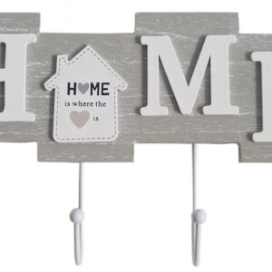 Ξύλινη Kρεμάστρα "Home" με 4 μεταλλικούς γάντζους σε γκρί / λευκό 28x5x17cm Etoile LL-743 NEW - Box In Θεσσαλονίκη - 25ης Μαρτίου 111