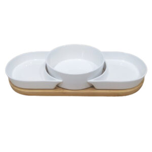 Ορντεβιέρα 3 Θέσεων από Πορσελάνη με ξύλινή βάση  Lotos Cryspo trio 40X17 65.000.149 - Box In Θεσσαλονίκη - 25ης Μαρτίου 111