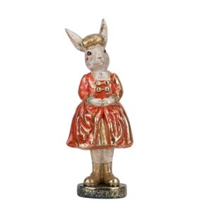 Πασχαλινός Λαγός με Κόκκινο Φόρεμα & Χρυσές Λεπτομέρειες Πολυρεζίνη 11.5x9.5x30cm 818-00089 - Box In Θεσσαλονίκη - 25ης Μαρτίου 111