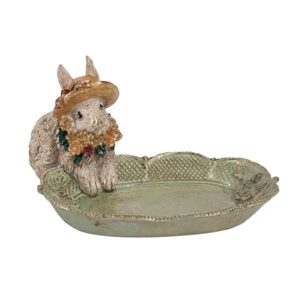 Πασχαλινός Λαγός με Λουλούδια σε Πιατέλα Πολυρεζίνη Λευκός 14x12x7.5cm | 818-00080 - Box In Θεσσαλονίκη - 25ης Μαρτίου 111