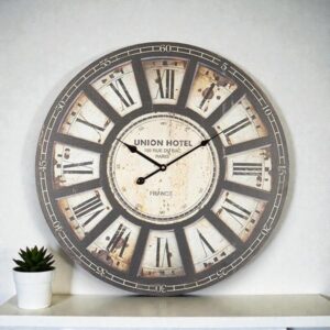 Ρολόι Τοίχου Ξύλινο Αντικέ Εκρού - Μαύρο 58.2x4.3x58.2cm | 753-13031 – Vintage Shabby Chic Διακόσμηση - Box In Θεσσαλονίκη - 25ης Μαρτίου 111