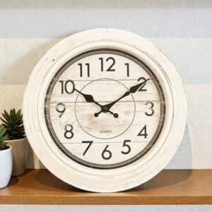 Ρολόι Τοίχου Πλαστικό Αντικέ Λευκό - Μαύρο 30cm | 813-30048 – Vintage Style Wall Clock - Box In Θεσσαλονίκη - 25ης Μαρτίου 111