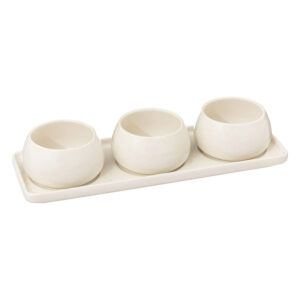 Σετ 3 Μπωλ Σερβιρίσματος "NORA" Λευκά με Δίσκο | Ø9