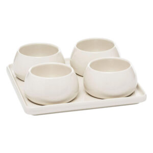 Σετ 4 Μπωλ Σερβιρίσματος σε Δίσκο Πορσελάνης Λευκή "NORA" 20x10x6