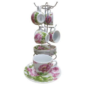 Σετ 6 Φλυτζάνια Καφέ Πορσελάνης με Chrome Βάση 110ml | R10057-92AB - Box In Θεσσαλονίκη - 25ης Μαρτίου 111