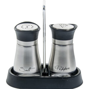 Σετ ανοξείδωτο αλατοπίπερο (γυάλινα βαζάκια) σε πλαστική μαύρη βάση 16Χ8Χ16 10430 - Box In Θεσσαλονίκη - 25ης Μαρτίου 111