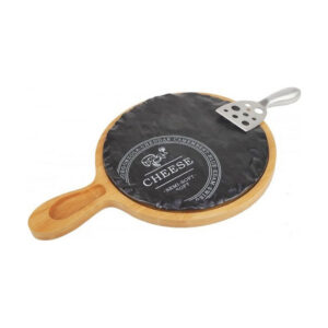 Στρογγυλό Πλατώ Σερβιρίσματος Τυριών Cryspo Trio με Πλάκα Σχιστόλιθου & Μαχαίρι | 32x23cm – Σετ 3τμχ | 65.000.154 - Box In Θεσσαλονίκη - 25ης Μαρτίου 111
