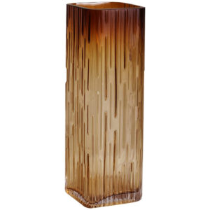 Τετράγωνο ανάγλυφο γυάλινο Βάζο σε μελί χρώμα 10Χ10Χ30 Etoile  TK-410A - Box In Θεσσαλονίκη - 25ης Μαρτίου 111