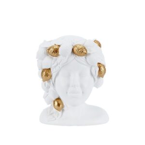 ΦΙΓΟΥΡΑ ΓΥΝΑΙΚΑ ΜΕ ΛΕΜΟΝΙΑ ΠΟΛΥΡΕΖΙΝ ΛΕΥΚΗ - ΧΡΥΣΗ 16x14x19.7cm