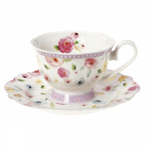 Φλιτζάνάκι καφέ "Primavera Purple" με πιάτο σε Πορσελάνη Α+