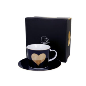 Φλυτζάνι πορσελάνης με πιάτο "Darkblue big  Heart" 250ml 070.949107 - Box In Θεσσαλονίκη - 25ης Μαρτίου 111