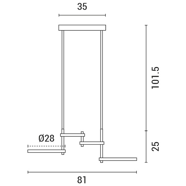 Φωτιστικο κρεμαστο 4φωτο led 40w 810x280x320 μαυρο Arte Illumina
