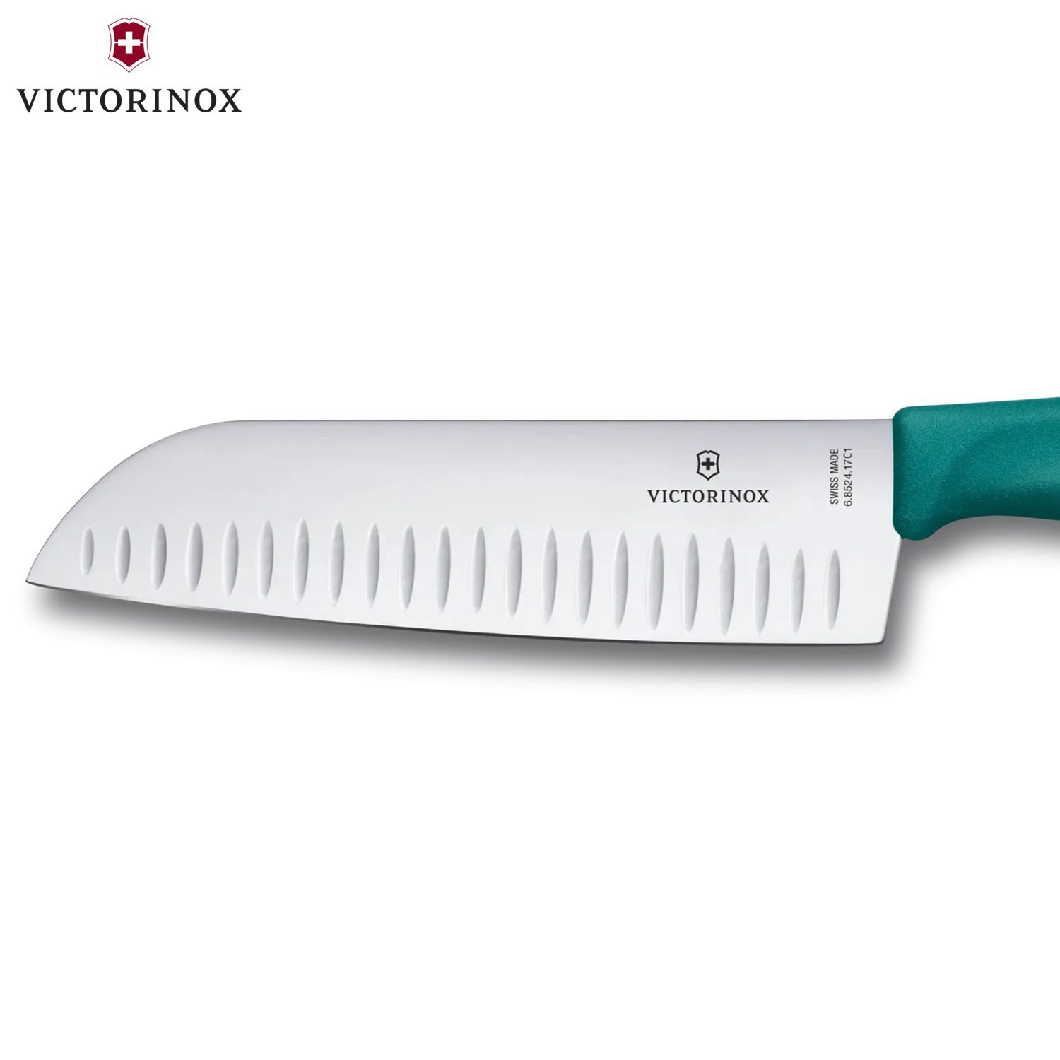 VICTORINOX SWISS CLASSIC ΜΑΧΑΙΡΙ SANTOKU ΑΥΛΑΚΩΤΟ 17εκ. ΠΡΑΣΙΝΗ ΛΑΒΗ – 6.8524.17C1B-Box in Thessaloniki