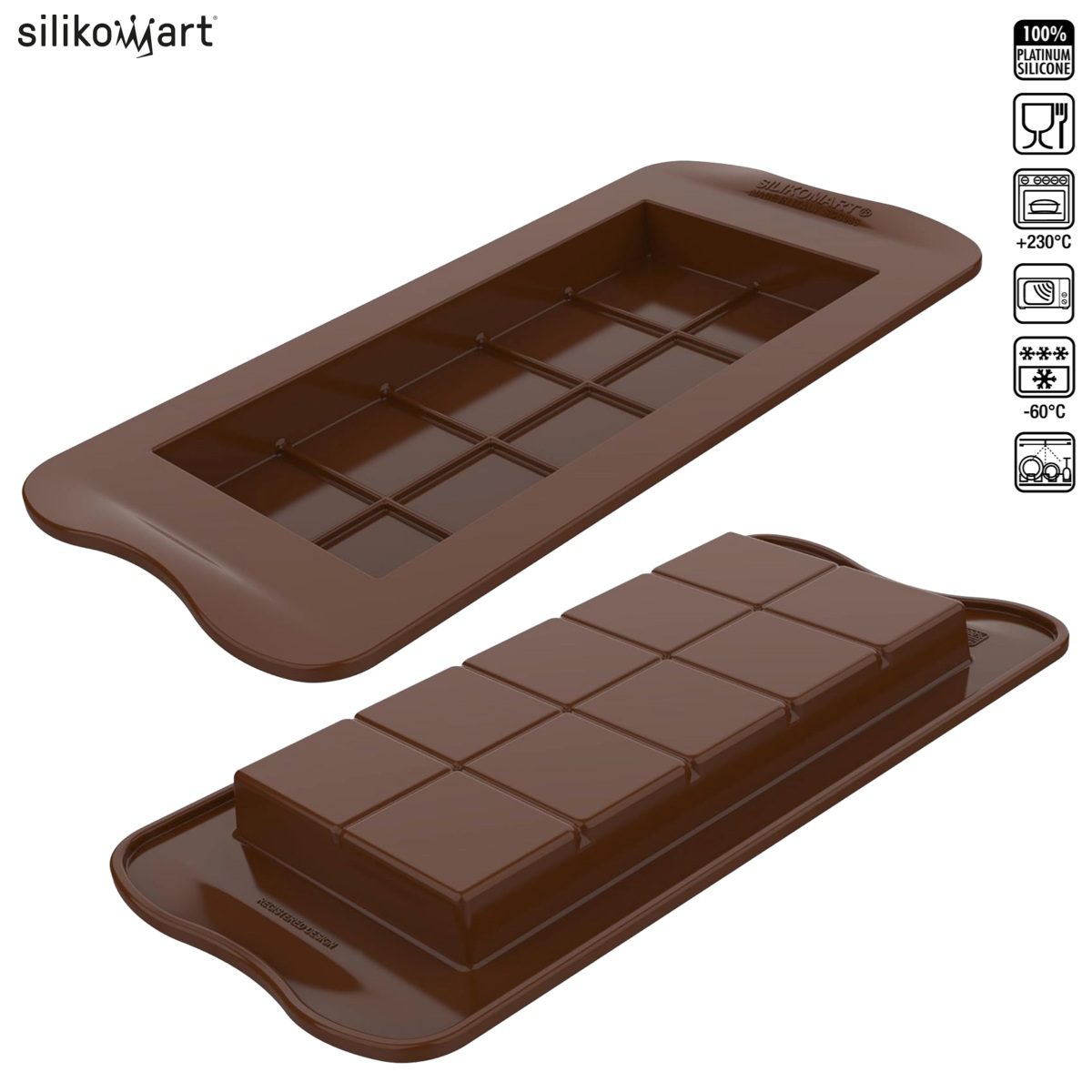 SILIKOMART DUBAI CHOCO BAR SCG66 ΦΟΡΜΑ ΣΙΛΙΚΟΝΗΣ ΣΟΚΟΛΑΤΑΣ 175ml 155x75x15mm-Box in Thessaloniki