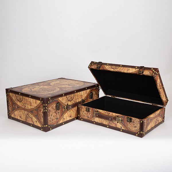 S/2 ΒΑΛΙΤΣΕΣ ΞΥΛΙΝΕΣ ΧΑΡΤΗΣ 42x30x16cm / 37x25x13cm
