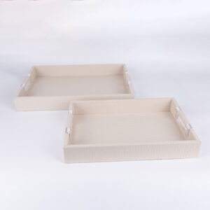 S/2 ΔΙΣΚΟΙ ΞΥΛΙΝΟΙ ΚΡΕΜ - ΑΣΗΜΙ 40x30x5cm / 34x24x5cm