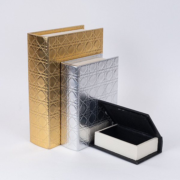 S/3 ΚΟΥΤΙΑ ΒΙΒΛΙΑ ΜΑΥΡΑ - ΧΡΥΣΑ - ΑΣΗΜΙ 30x22x7.5cm / 23x17x6cm /16x11x4.5cm