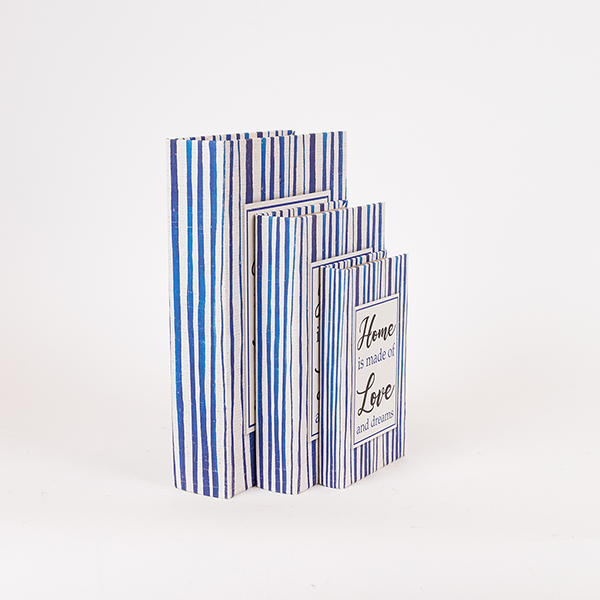 S/3 ΚΟΥΤΙΑ ΒΙΒΛΙΑ ΞΥΛΙΝΑ ΓΑΛΑΖΙΟ - ΛΕΥΚΟ 33x22x7cm / 26x17x5cm / 21x13x3cm