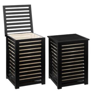 Καλάθι απλύτων μπάνιου bamboo μαύρο  40Χ40Χ58 07.160823B